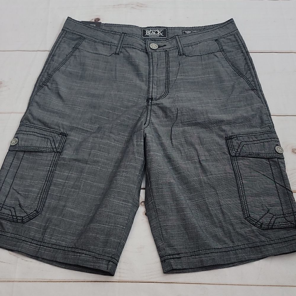 Mens Buckle Black Cargo style Shorts size 30 Standard Fit